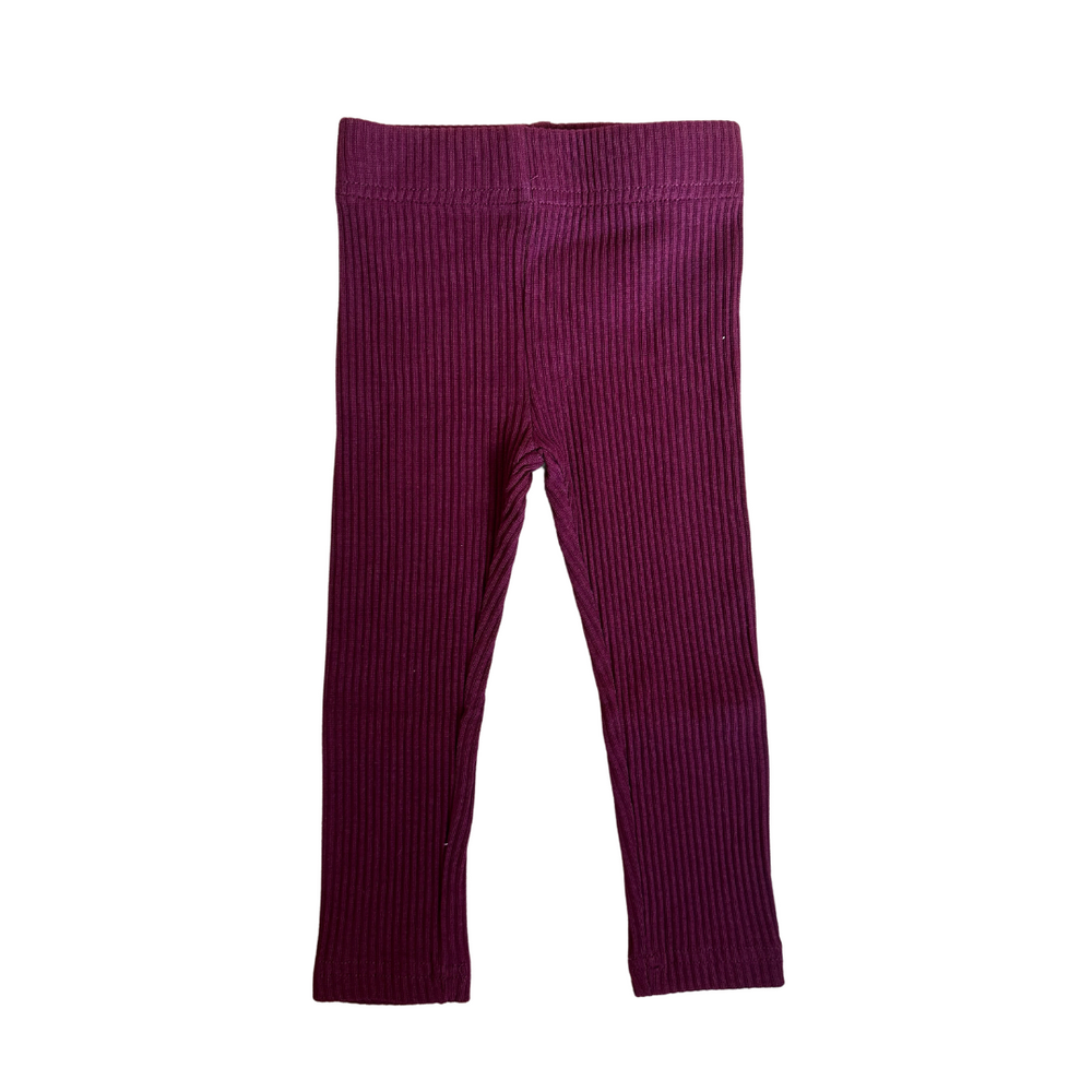 Maroon Ribbed Leggings