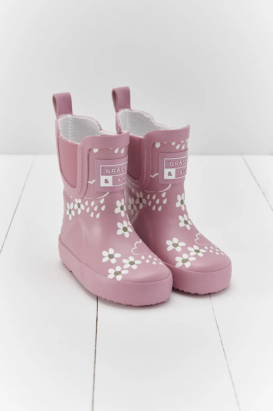 Pink Bloom Floral Short Colour-Changing Wellies