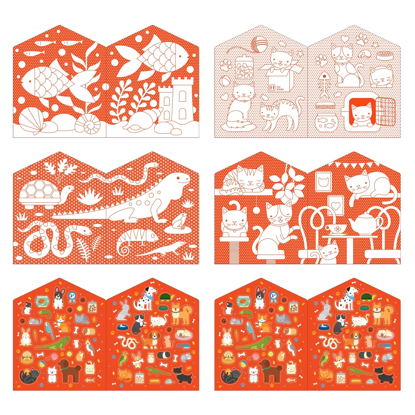 Colouring Book and Stickers: Pets