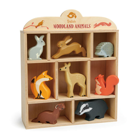 Wooden Woodland Animal Set & Shelf