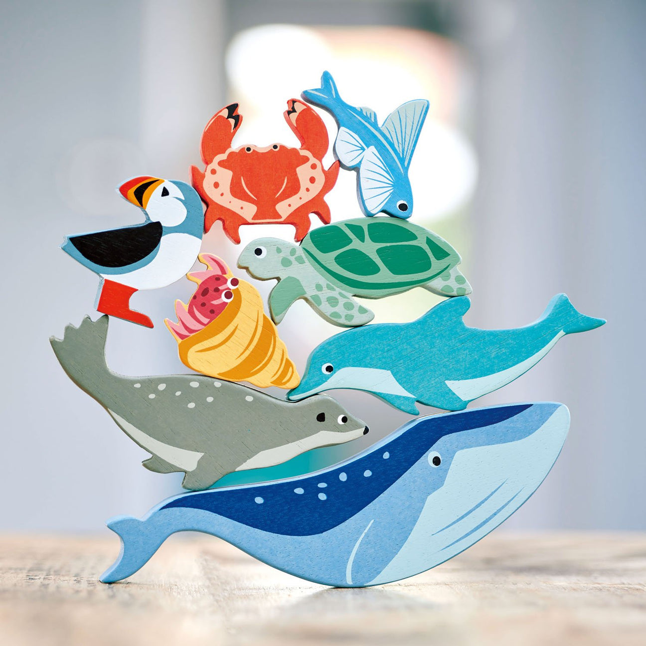 Wooden Coastal Creatures Set & Shelf