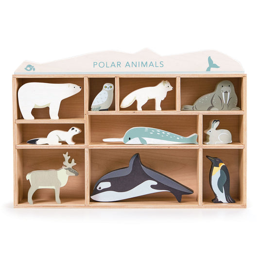 Wooden Polar Animal Set & Shelf