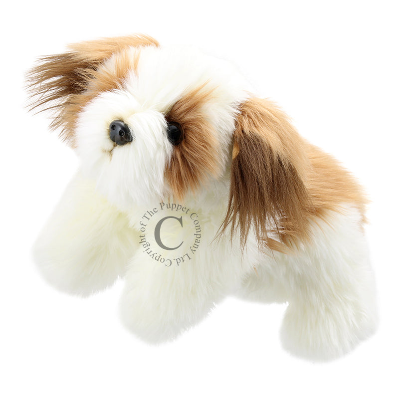 Brown & White Puppy Puppet