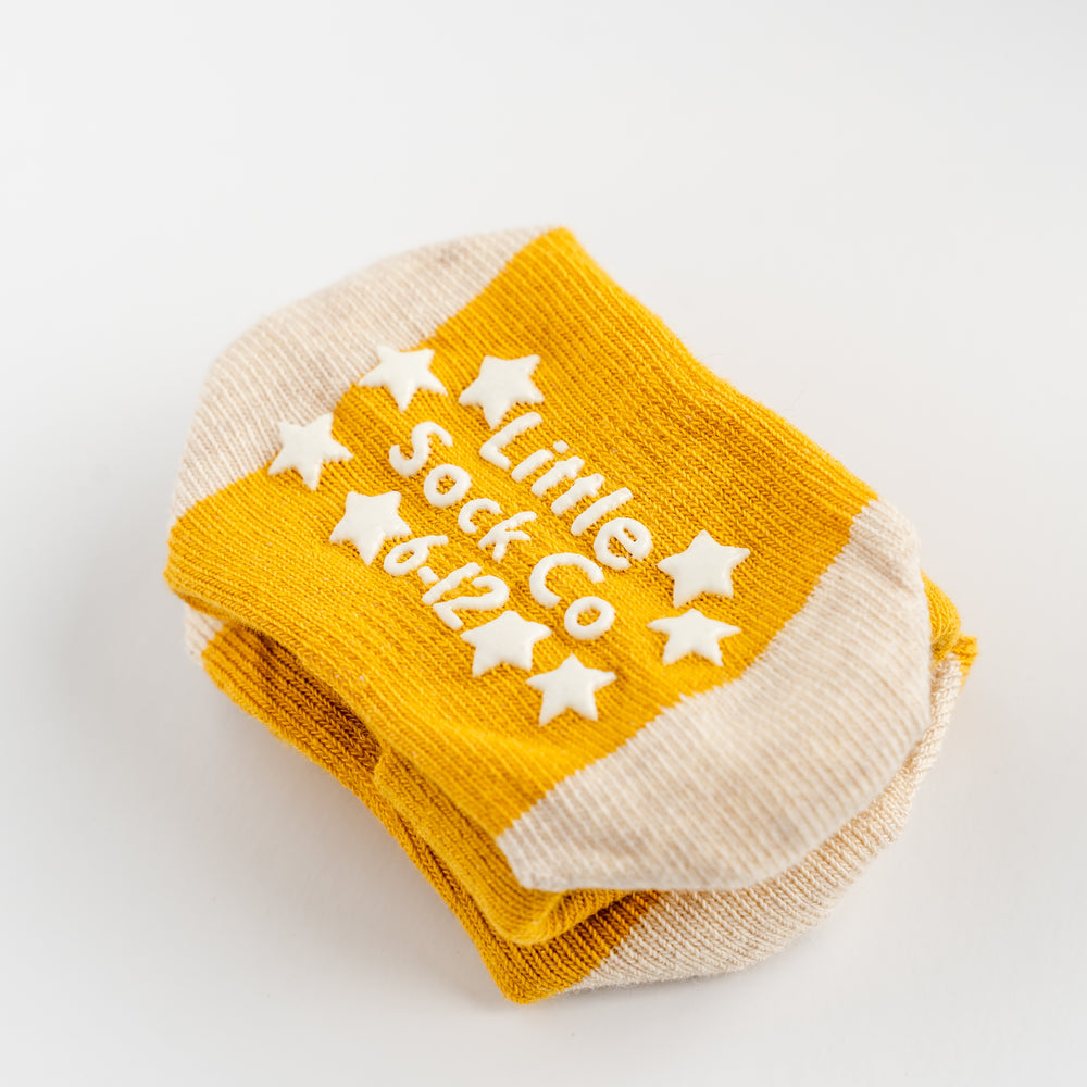 Stay-On Non-Slip Socks - Mustard with Oatmeal