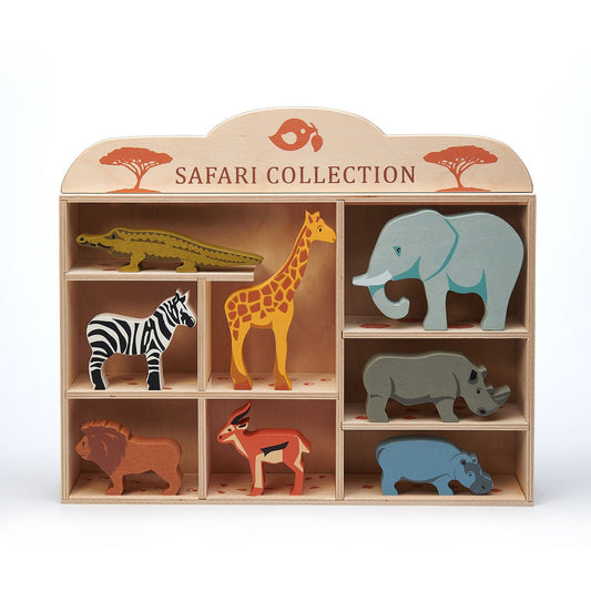 Wooden Safari Animal Set & Shelf