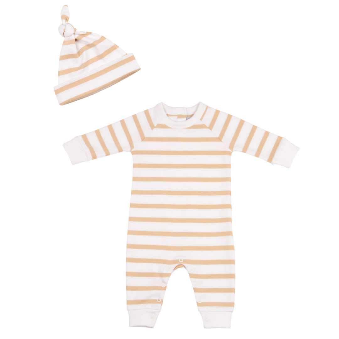 Biscuit & White Striped All-In-One