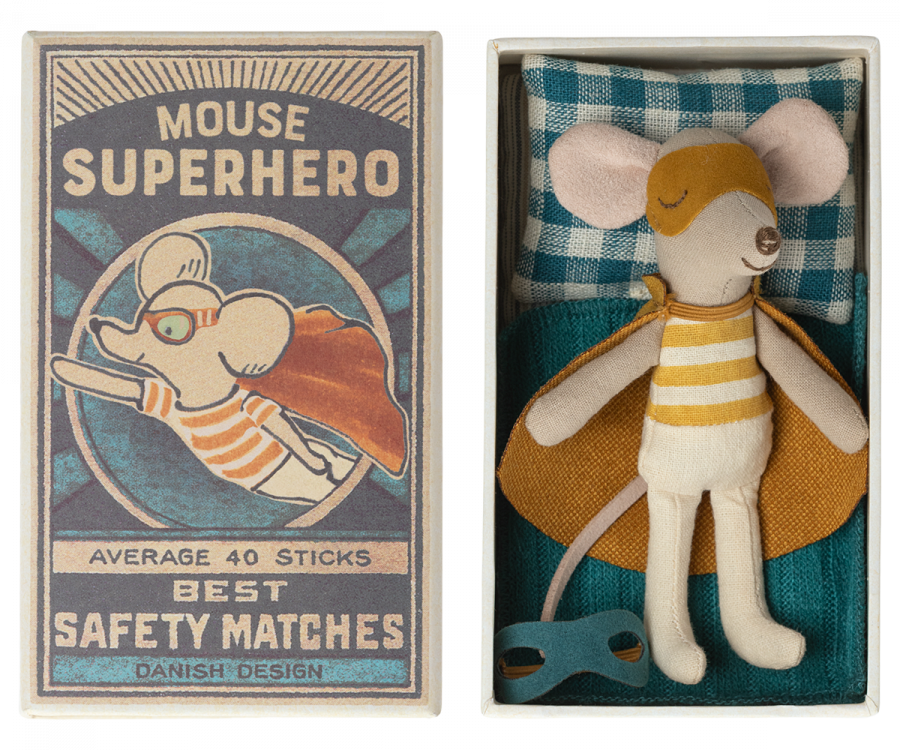 Little Brother Super Hero Mouse in a Matchbox