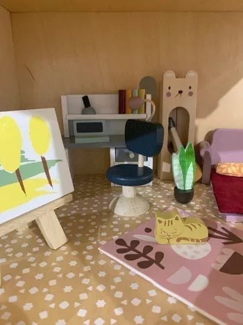Dolls House Wooden Study Furniture Set