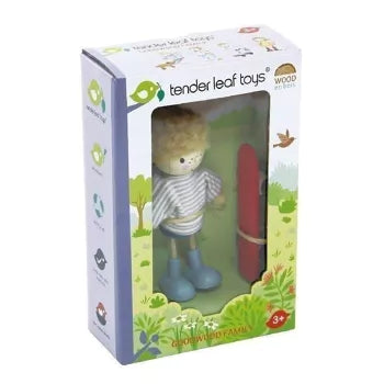 Edward Wooden Doll Character and His Skateboard