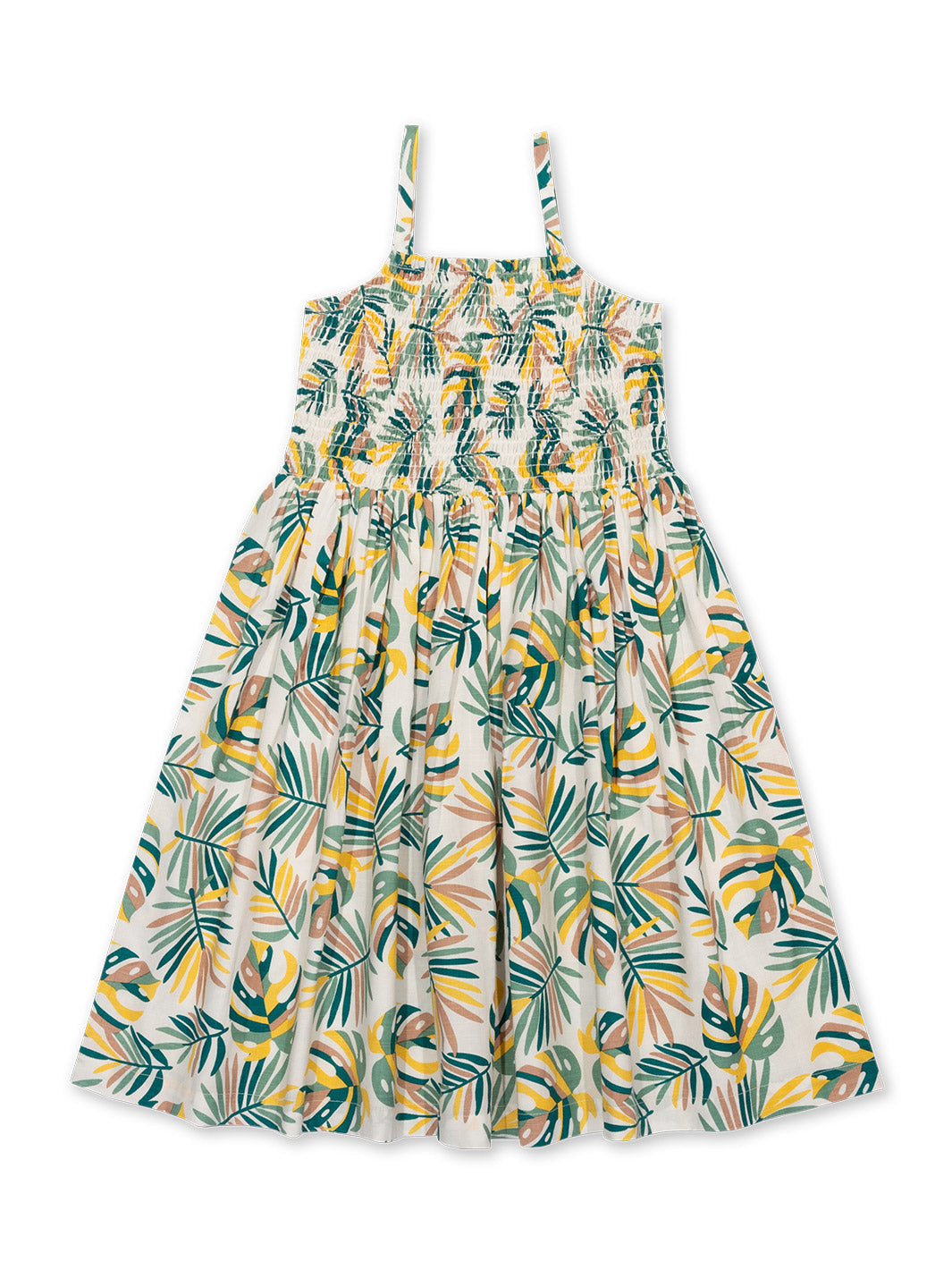 Rainforest Shirred Sun Dress