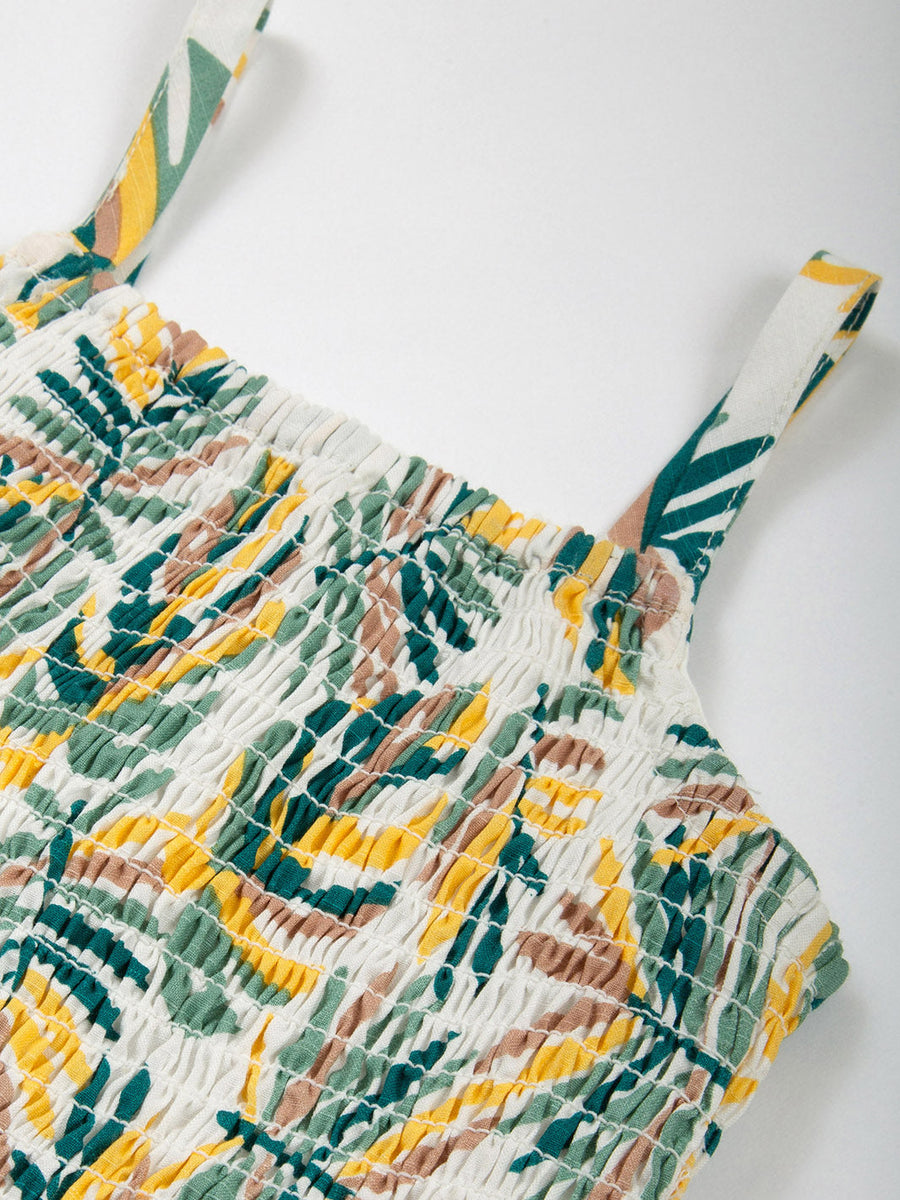 Rainforest Shirred Sun Dress