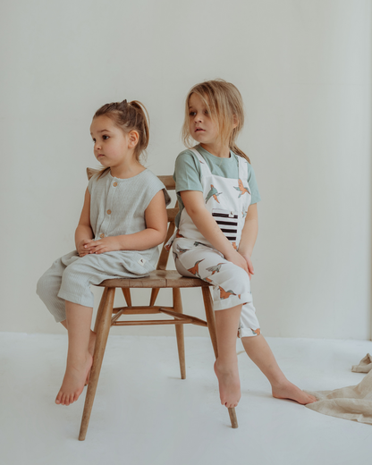 Textured Shortie Dungarees