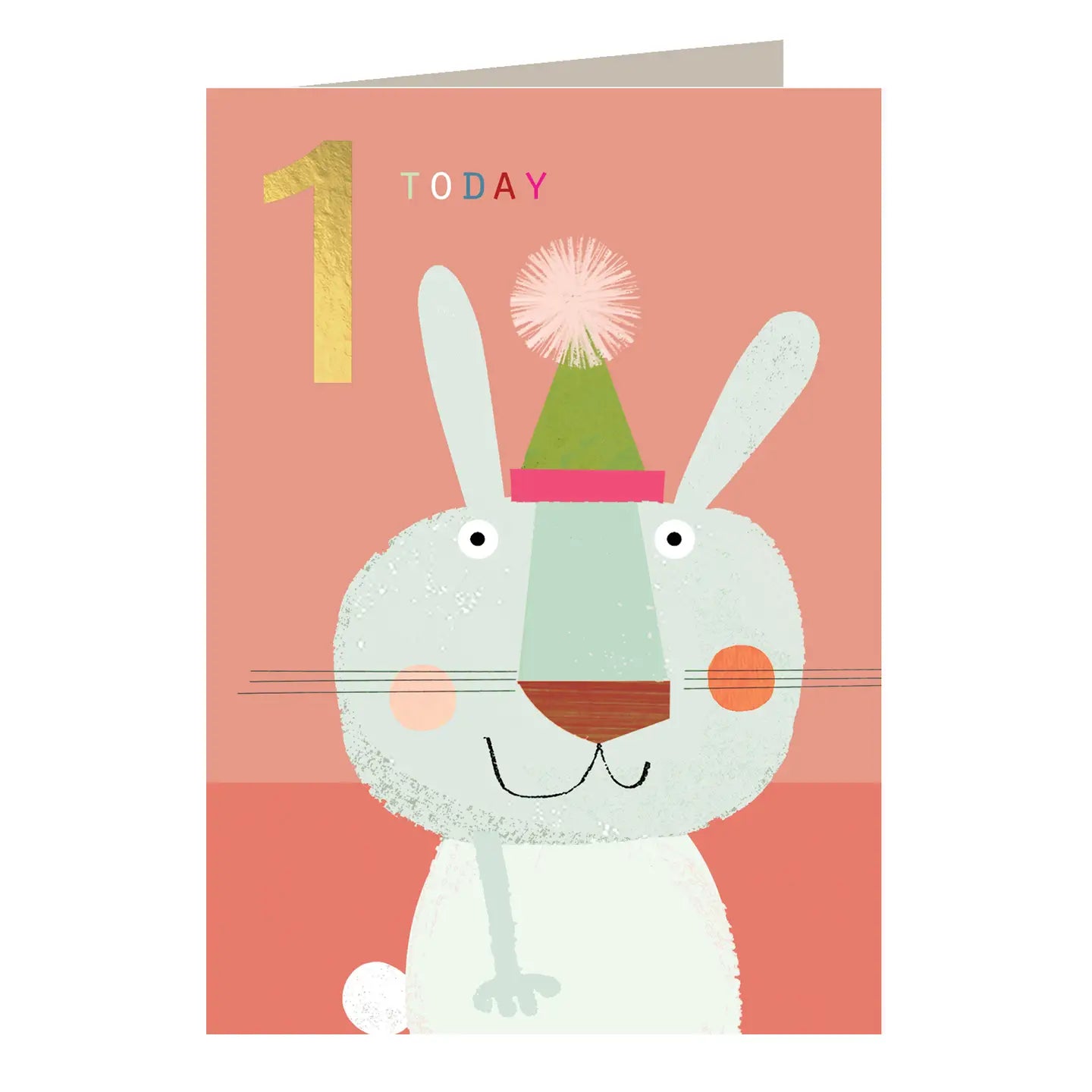 Gold Foiled Rabbit 1st Birthday Card