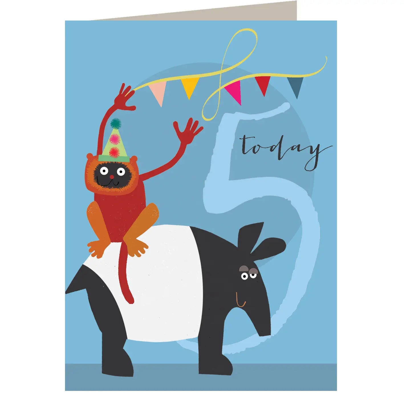 Tapir & Lemur 5th Birthday Card