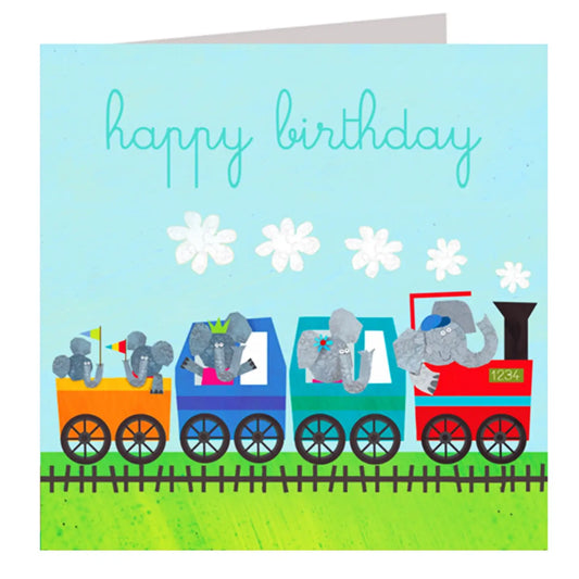 Elephant Train Birthday Card