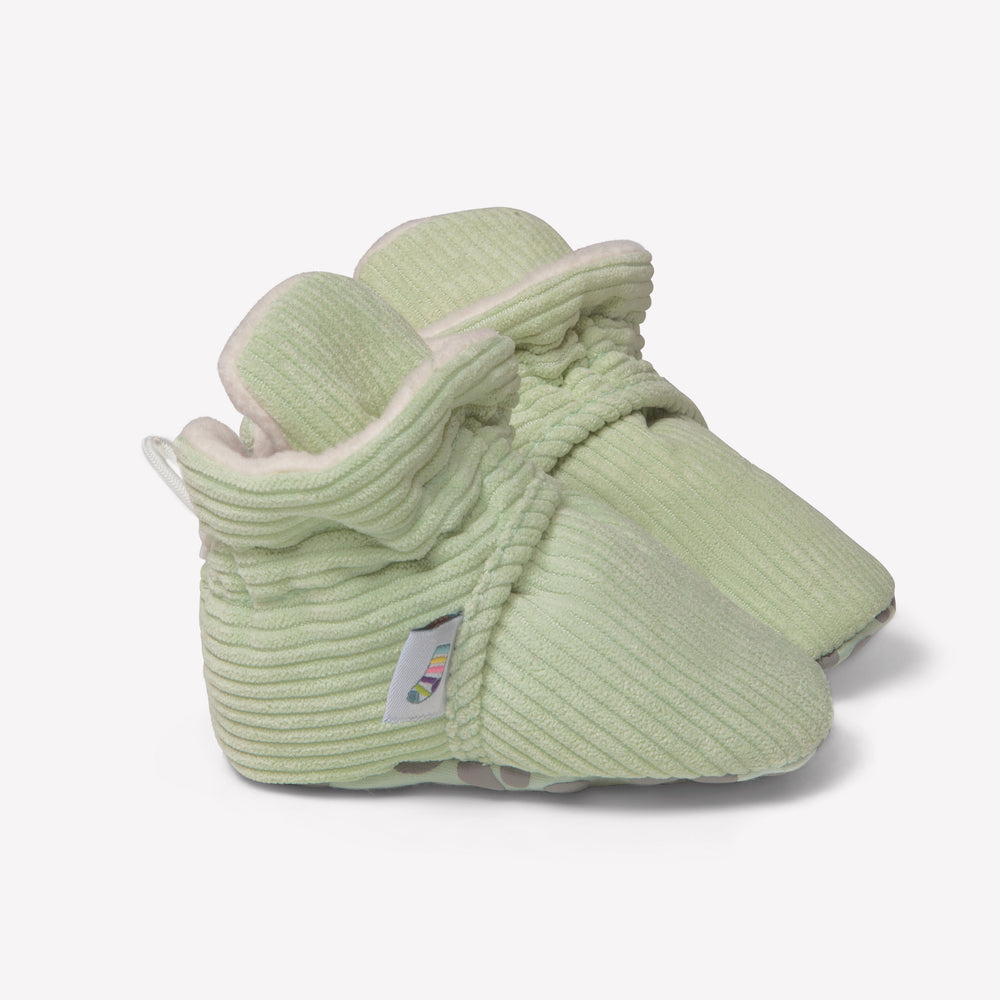 Stay-On Non-Slip Bootie - Pistachio Corduroy