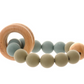 Wooden Teether and Rattle - Blue Grey