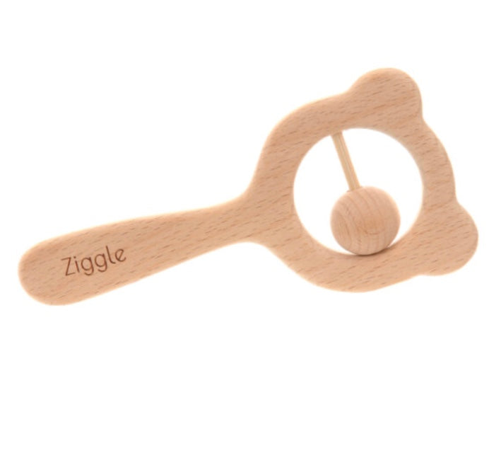 Wooden Teether & Rattle - Blush