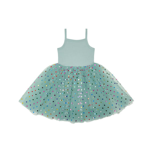 Turquoise Spot Tulle Dress