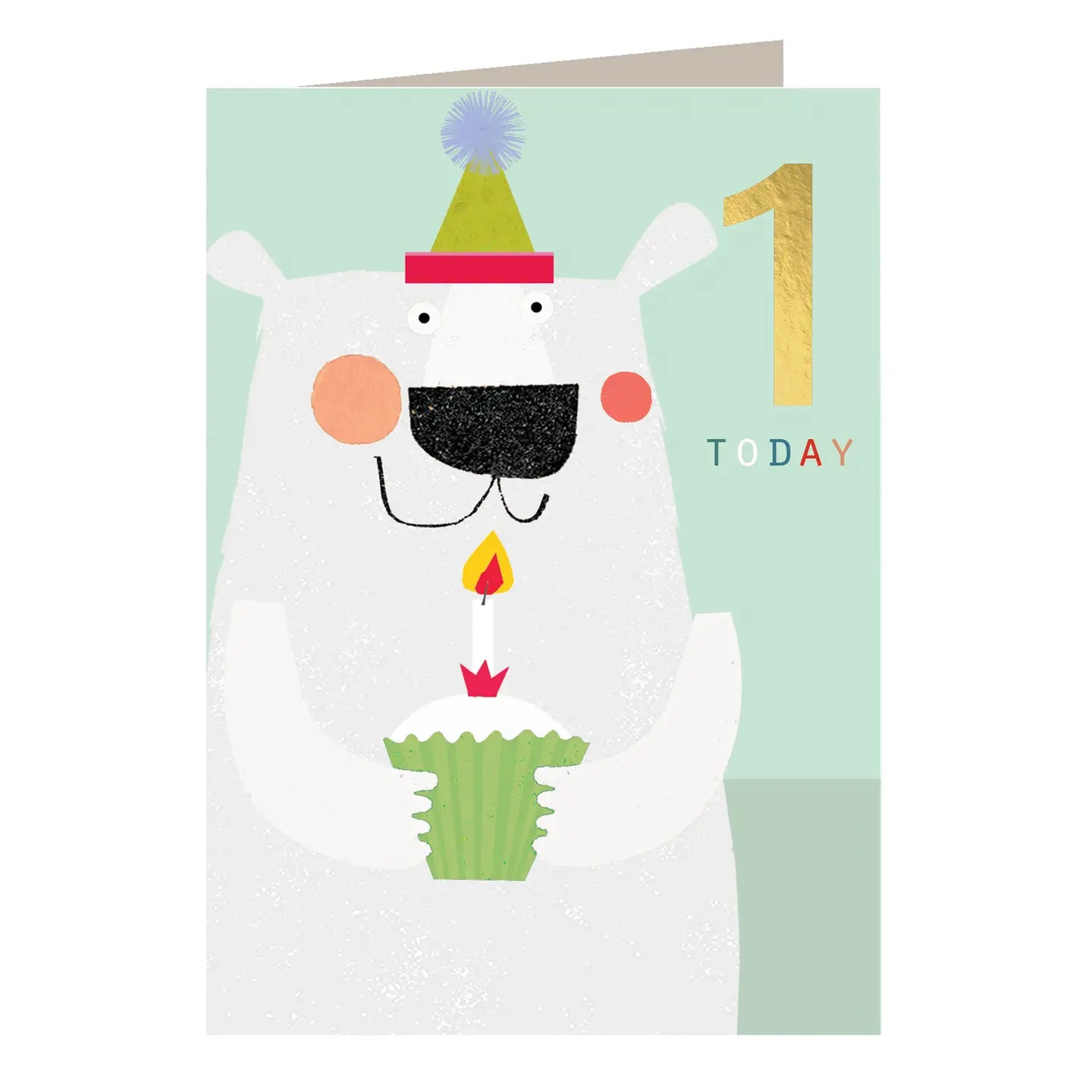 Gold Foiled Polar Bear 1st Birthday Card