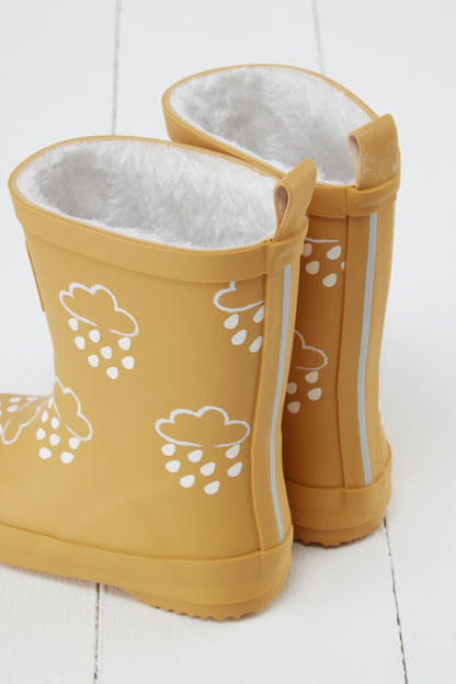 Ochre Colour-Changing Winter Wellies with Teddy Fleece Lining