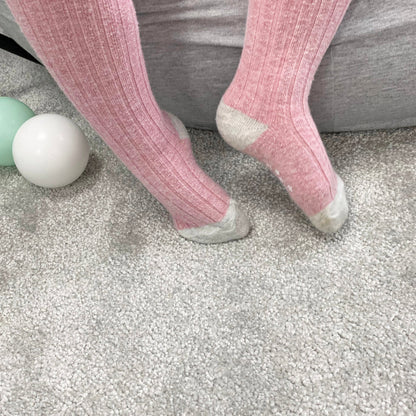 Non-Slip Ribbed Tights - Dusty Pink