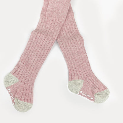 Non-Slip Ribbed Tights - Dusty Pink