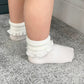 Frilly Stay-On Non-Slip Socks - Pearl White