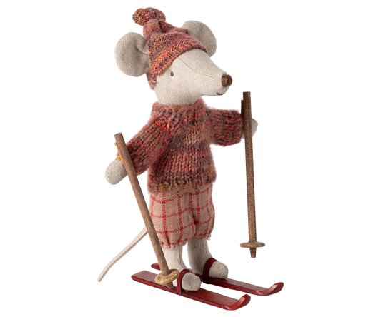 Winter Mouse with Ski Set - Mum Mouse PRE-ORDER