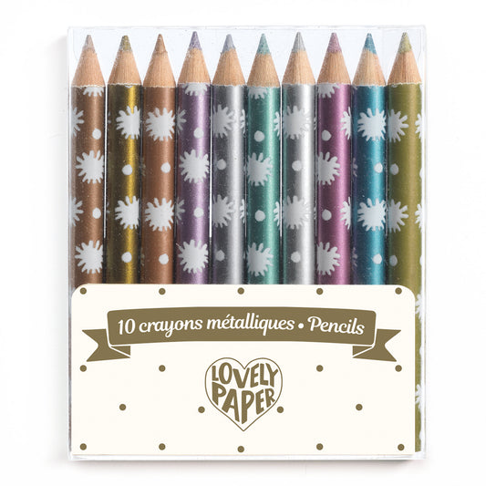 Set of 10 Mini Metallic Pencils