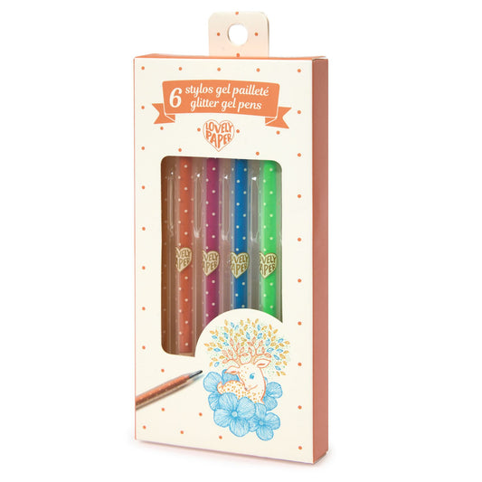 Set of 6 Glitter Gel Pens