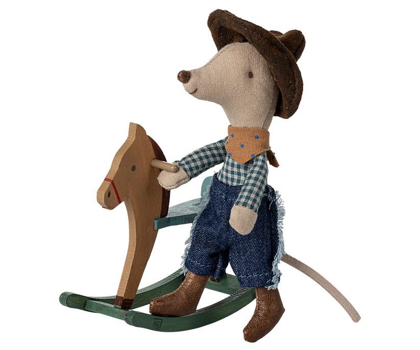 Maileg mouse, cowboy and rocking horse