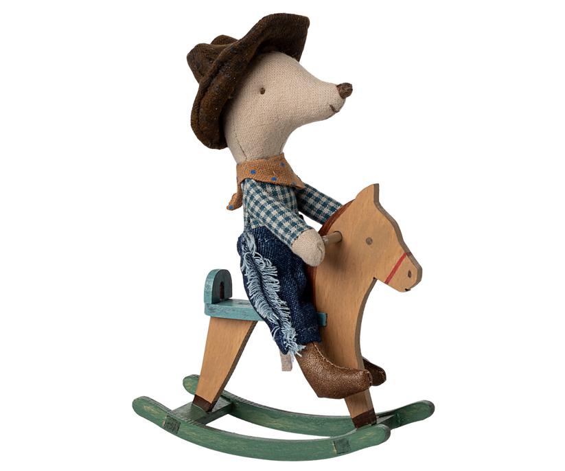 Maileg mouse, cowboy and rocking horse