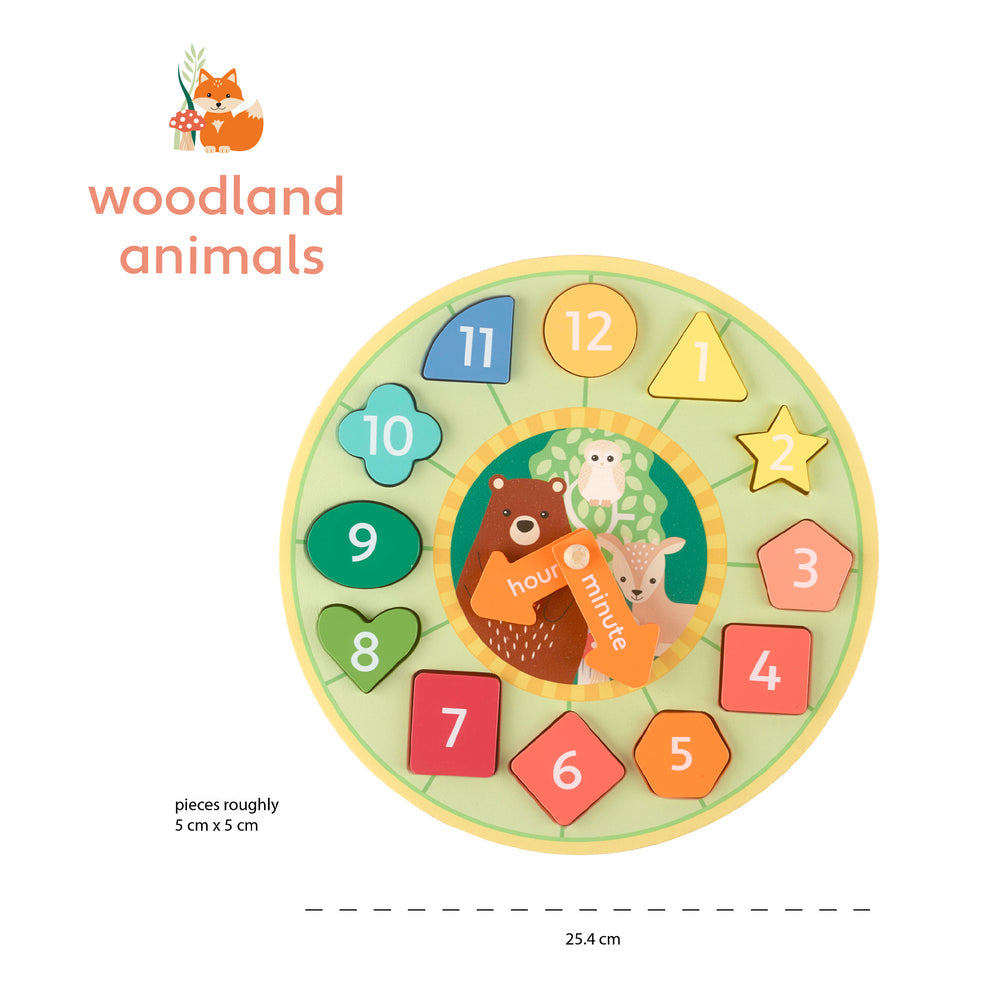 Woodland Animal Shape Sorter Clock