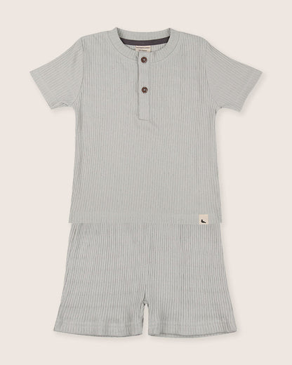 Textured T-shirt & Shorts Set