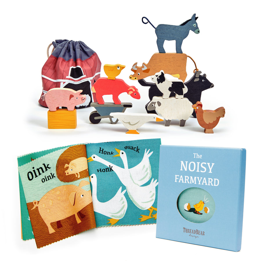 Farmyard Stacker & Farmyard Rag Book Gift Set