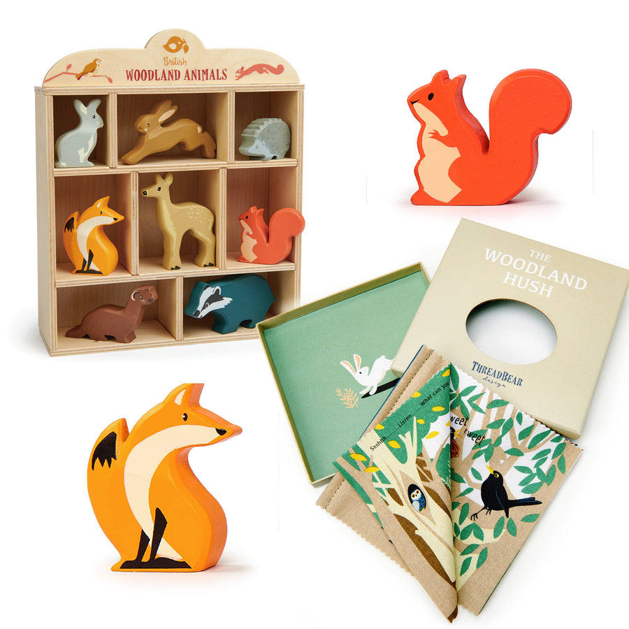 Woodland Animal Shelf & Woodland Rag Book Gift Set