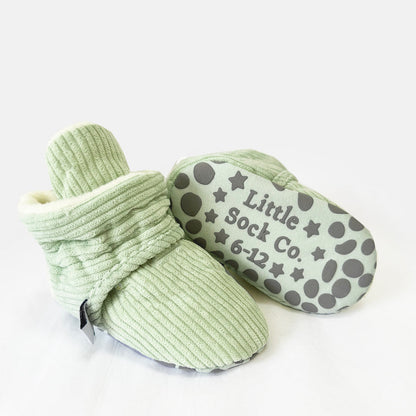 Stay-On Non-Slip Bootie - Pistachio Corduroy
