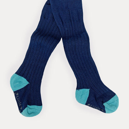 Non-Slip Ribbed Tights - Navy