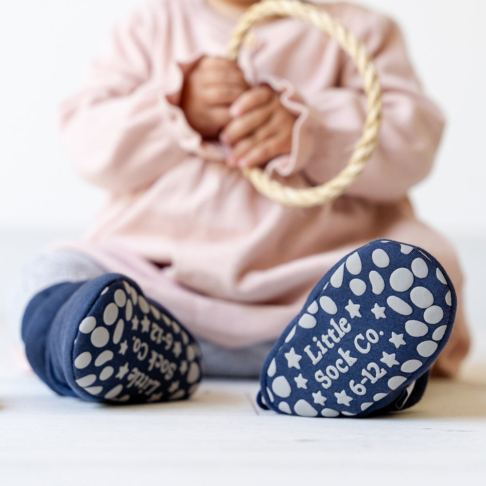 Stay-On Non-Slip Bootie - Navy