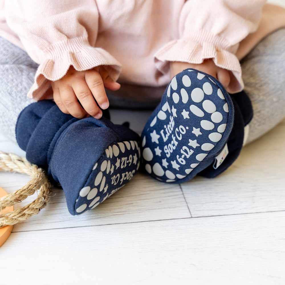 Stay-On Non-Slip Bootie - Navy