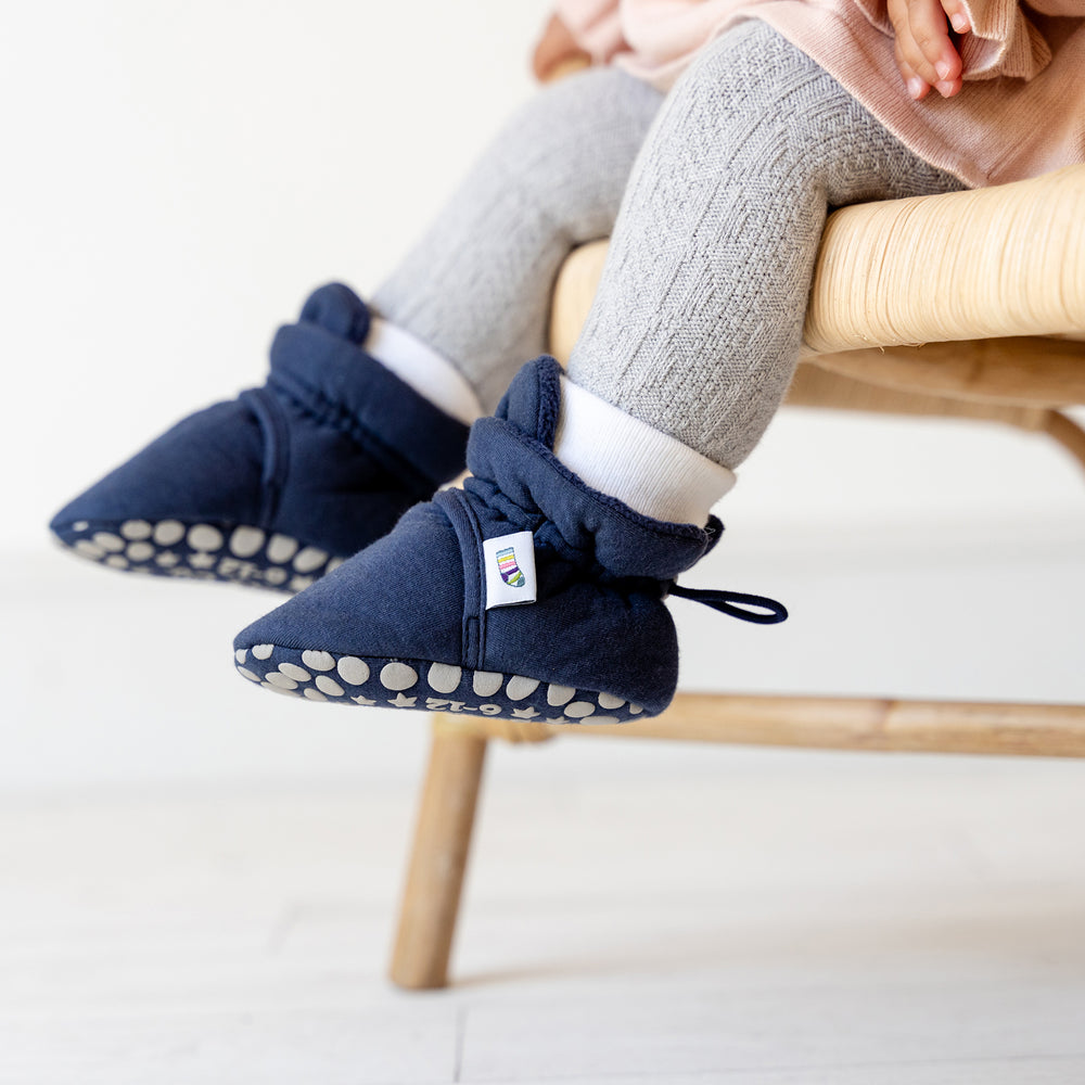 Stay-On Non-Slip Bootie - Navy