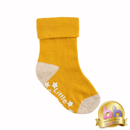 Stay-On Non-Slip Socks - Mustard with Oatmeal