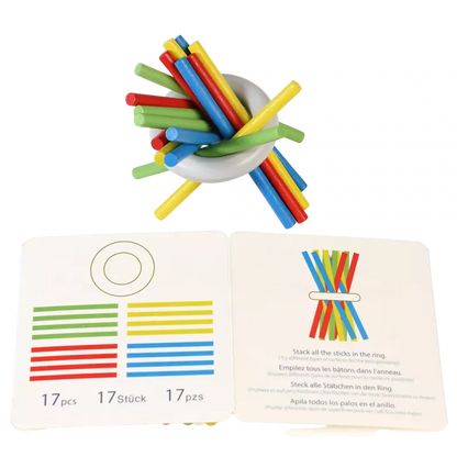 Wooden Pick Up Sticks in a Tin