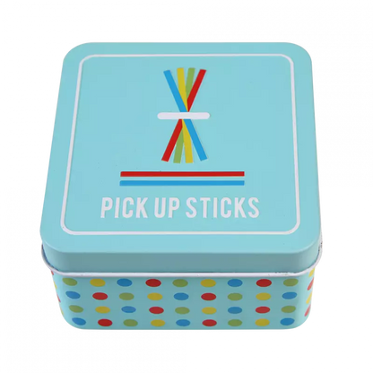 Wooden Pick Up Sticks in a Tin