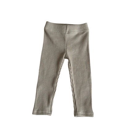 Light Beige Ribbed Leggings - Bizzybods
